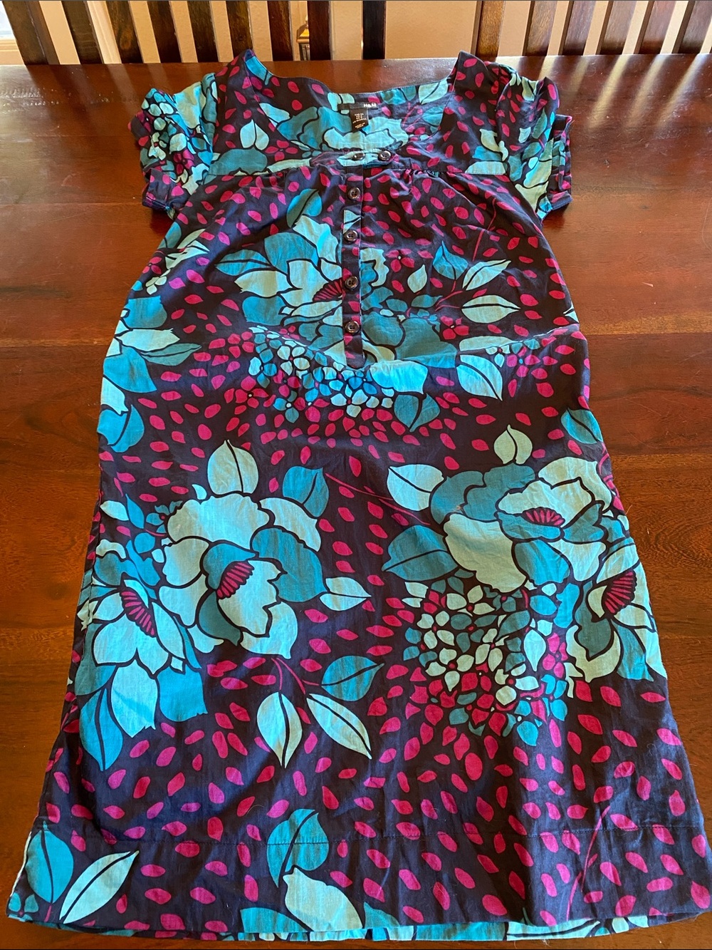 H&M Turquoise & Magenta Floral Dress